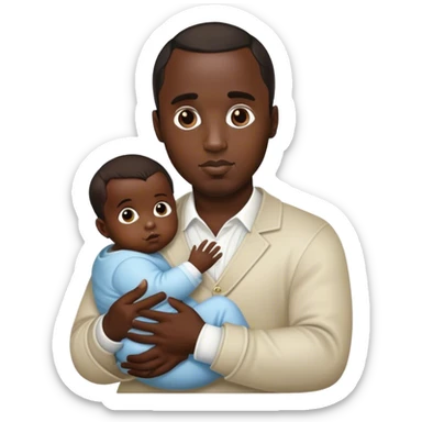 p diddy holding a baby sticker