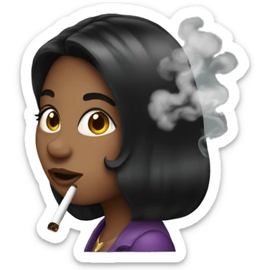 black hair girl smoking  sticker