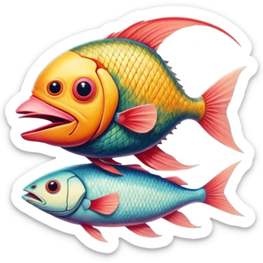 cinematic -  hieronymus bosch phantasmagoric mutated creatures - hybrids of birds and fish sticker