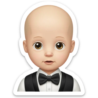 bald baby with bowtie sticker