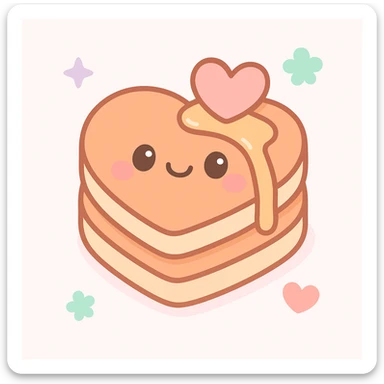 heart shaped pancakes, kawaii style sticker