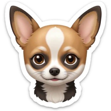 A black and white chihuahua emoji please with a thin white line on the center of head and brown eyebrow sticker