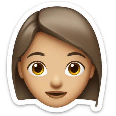 A girl with medium brown hair, brown eyes sticker