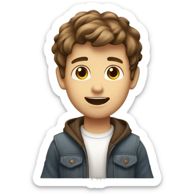 Waving twink with brown hair full body sticker