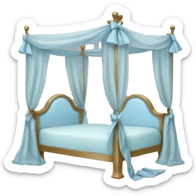 Baby blue canopy bed with bows sticker