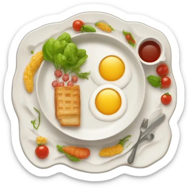 Gourmet plate with little food in the middle and big border sticker
