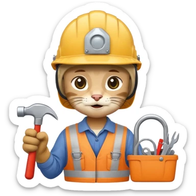 cat, handyman Outfit, wearing a Helmet sticker