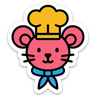 A mouse wearing a cook's hat sticker