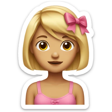 Cute girl with bow on a hair bob sticker