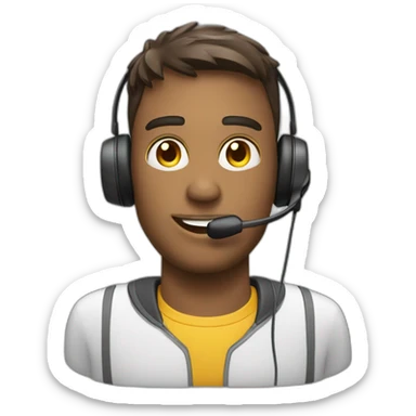 customer service man with headset too hot sticker