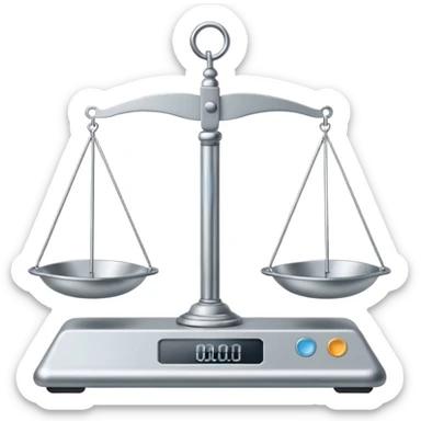 A minimal schematic drawing of a balance scale.  sticker