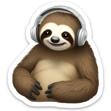 Sloth listening to a song sticker