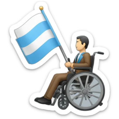 persona en silla de ruedas llevando la bandera argentina sticker