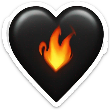 black heart with fire sticker