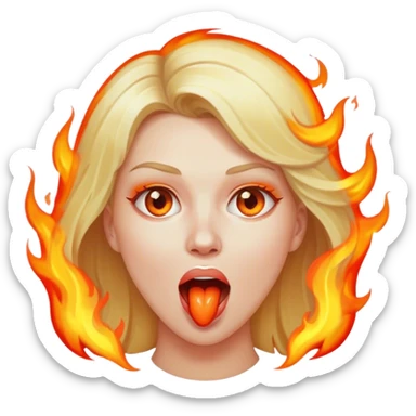 Fire coming out of blond woman’s mouth sticker