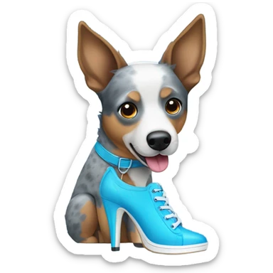 blue heeler wearing blue heels sticker