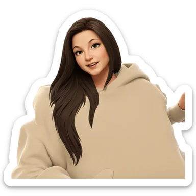 girl smiling by christmas tree sticker