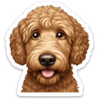 brown golden doodle dog sticker