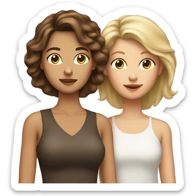 Brown hair with blonde highlights mom and brunette daughter  sticker