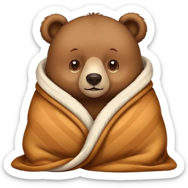 bear cozy in blanket sticker