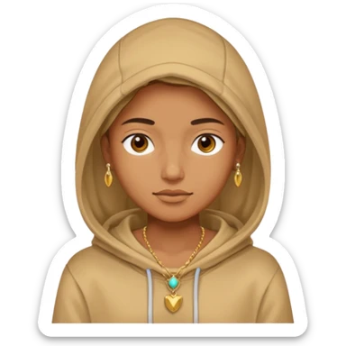 {
  "type": "human",
  "look": "tan hoodie, gold jewelry, neutral face"
} sticker