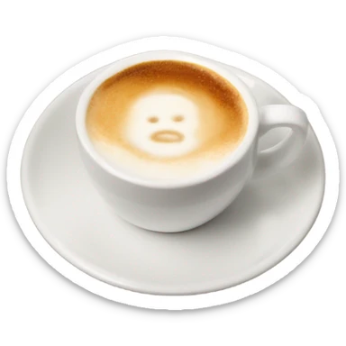 Cappucino in white cup with plate  sticker