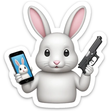 Crea un emoji de un conejo sosteniendo una glok realista de iPhone  sticker