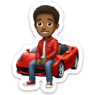 handsome boy with red ferrai sticker