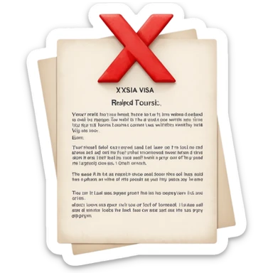 visa de turista denegada con una x sticker