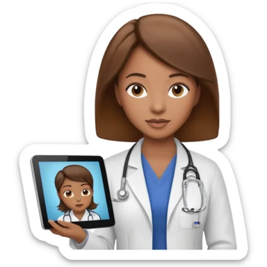 black female doctor and ultrasound technician brown hair on technician sticker