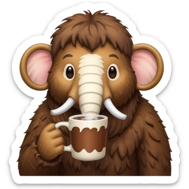 A mammoth who drinks a hot chocolate sticker