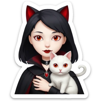 vampire with white cat on shoulder sticker