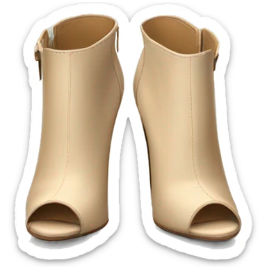 Realistic isolated top view of a pair of beige peep toe high heel ankle boots. sticker