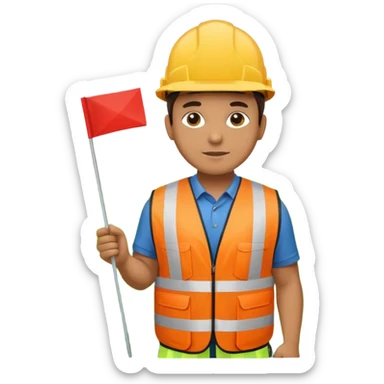 Locator guy with safety vest putting flags in grass sticker