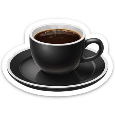 cup with black coffee on the same color plate without faces sticker