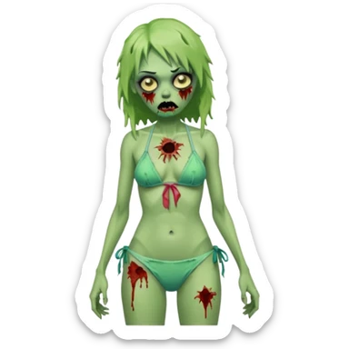 green zombie woman with bikini sticker