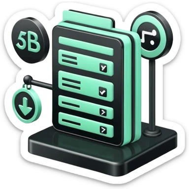 Responsabilité Administrative (Administrative Responsibility), 3D technical icon with black and mint green (#B5F4D3), accountability framework with compliance metrics and procedural safeguards sticker