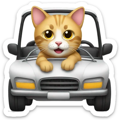 Cat driving car sticker