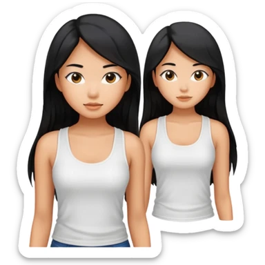 tanned asian girl with black long hair sticker