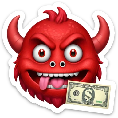 red with dollar sign eyes and money bill tongue sticker