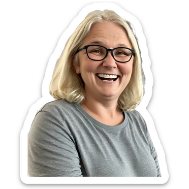 smiling boy with glasses sticker