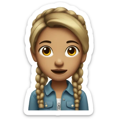 medium skin girl with two pony tails and a cigarette in her mouth  sticker