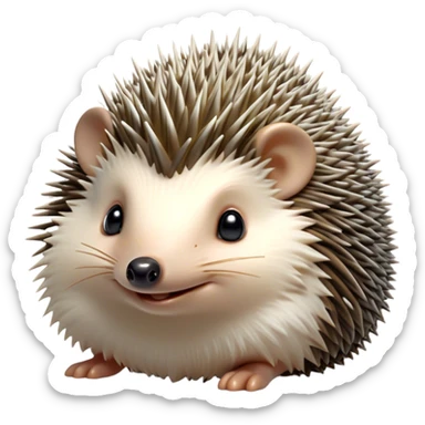 Cinematic Cheeky Hedgehog Portrait Emoji, Head tilted playfully with a mischievous squint and a tiny, cheeky grin, showcasing a compact, prickly body with soft quills and perky little ears, Simplified yet remarkably expressive features, highly detailed, glowing with a vibrant, playful glow, high shine, spirited and quirky, stylized with an air of whimsical woodland mischief, soft glowing outline, capturing the essence of a cheeky hedgehog that looks ready to roll out of the screen with playful attitude! sticker