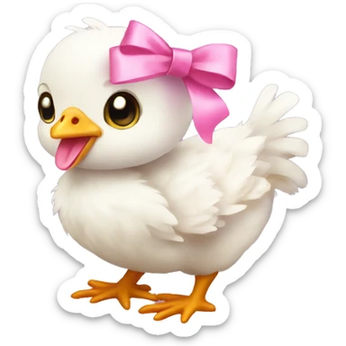 Baby chicken with pink bow sticker