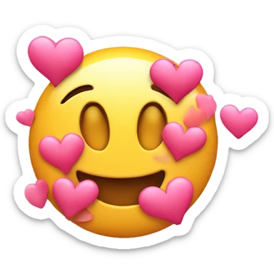 Smiley face blushing with hearts sticker