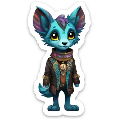 cute cool edgy fantasy animal fursona creature by griffsnuff & LiLaiRa & Falvie with exotic colors with patterns and collar full body sticker
