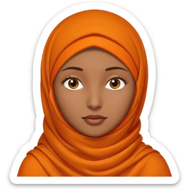 brown skin woman with orange hijab head and neck only sticker