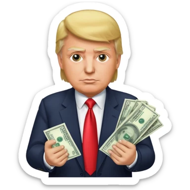 Donald trump with money sticker