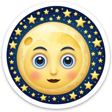 dizzy moon with spiral eyes and spinning stars sticker