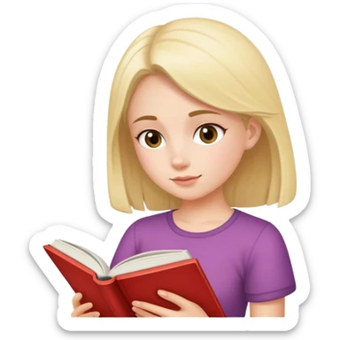 Girl read book sticker